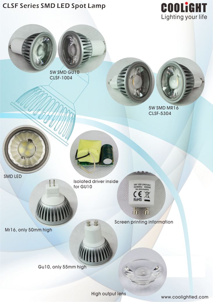 5W GU10 CLSF SMD LED spot lamp